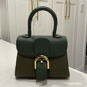 Delvaux Mini Brillant Green Tri Color Sellier Calfskin Leather Bag